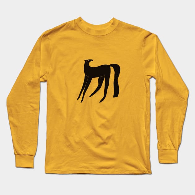 Black horse Long Sleeve T-Shirt by nikoenikoeniko